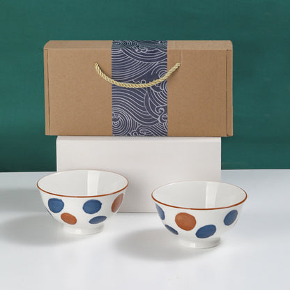 Japanese Blue And White Porcelain Bowl Gift Box