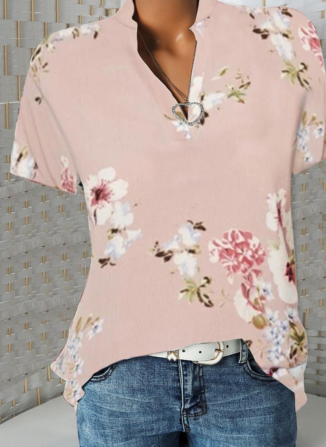 Ladies Plus Size Printed Short Sleeve Shirt Tops