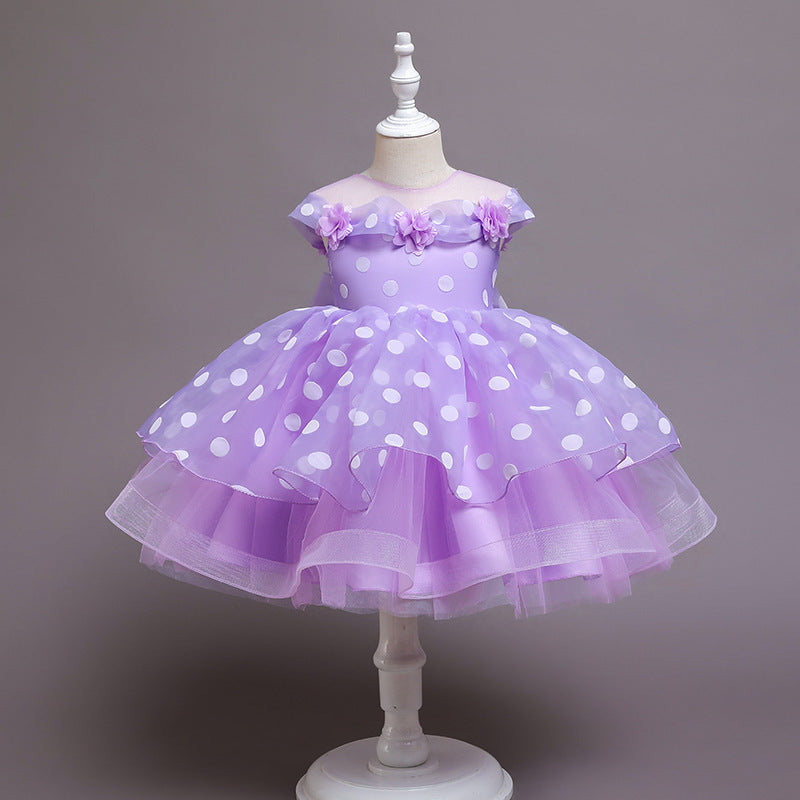 Children's Flower Princess Dress Year-old Girl Polka Dot