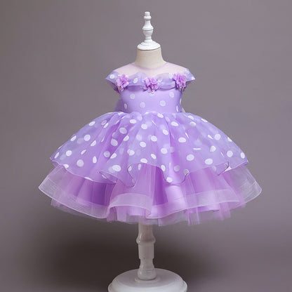 Children's Flower Princess Dress Year-old Girl Polka Dot