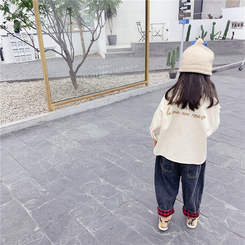 Girls Korean Style Autumn Embroidered Shirt