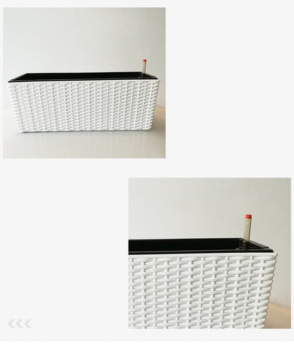 Balcony Rattan Long Flower Pot Automatic Water Feeding Lazy Flower Pot Large Planting Basin