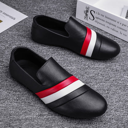 Waterproof Non-slip Chef Men's Shoes For Work Casual Leather Shoes For Hairdresser Black Peas Shoes