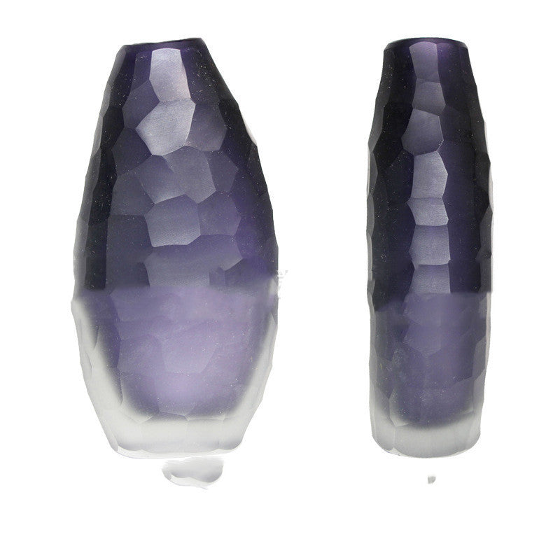 Irregularly Carved Ground Glass Vase Soft Decoration