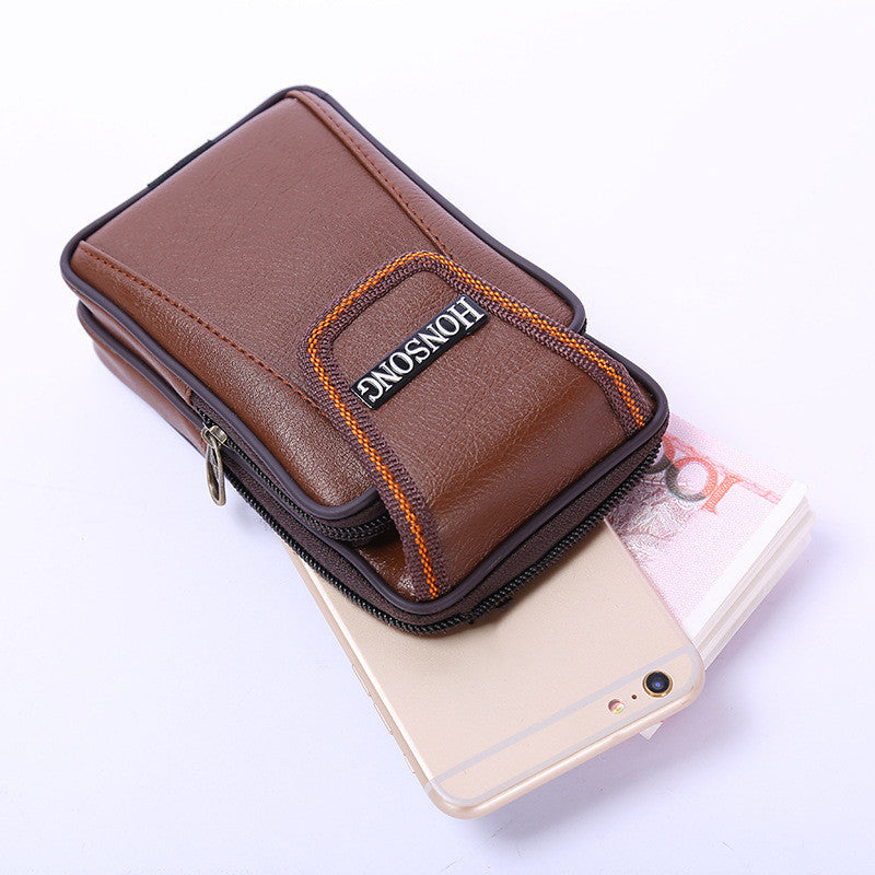 Men's Fashion Double Zipper Through The Belt Coin Purse