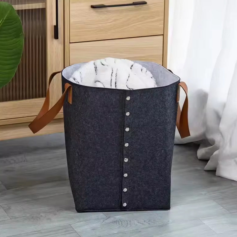 Felt Storage Bucket Removable Snap Button Large Capacity Storage