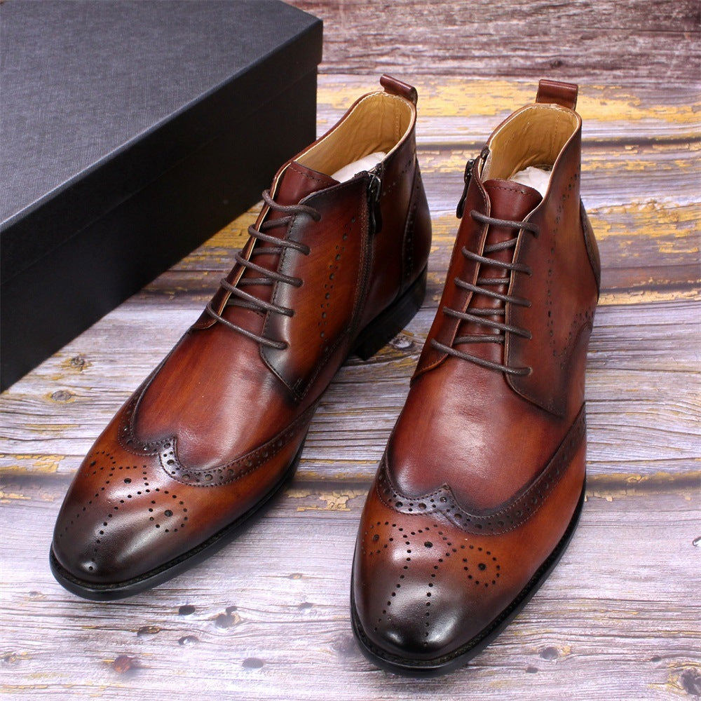 Men's Side Zipper Leather Martin Boots