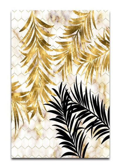 European Style Plant Gold Leaf Decorative Canvas Painting