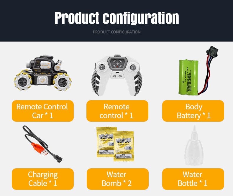 Remote Control Tank Fire-breathing Water Bomb Camouflage Chariot Four-wheel Drive Stunt Spray Music Toy Car