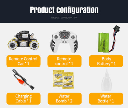 Remote Control Tank Fire-breathing Water Bomb Camouflage Chariot Four-wheel Drive Stunt Spray Music Toy Car