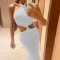 Halterneck Open Back Holiday Cutout Slim Dress
