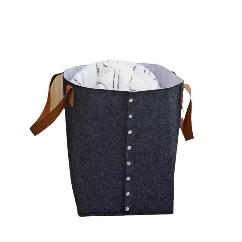 Felt Storage Bucket Removable Snap Button Large Capacity Storage