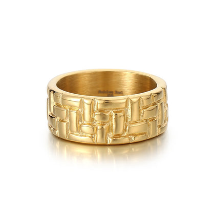 Round Stainless Steel Men's Back-shaped Glossy Ring