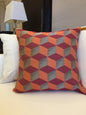 Orange Three Dimensional Square Geometry Pillow