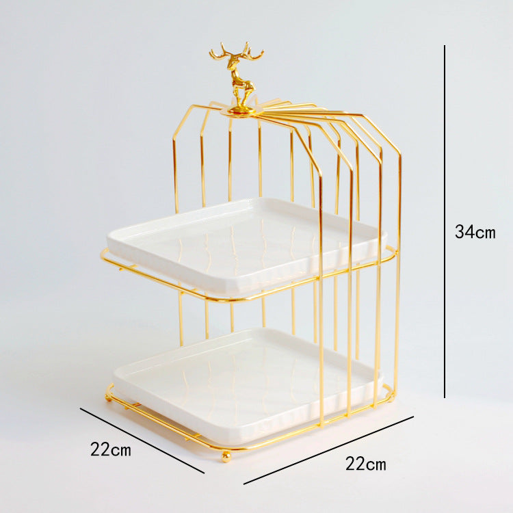 Ceramic Gold Plated Ceramic Dessert Tray Table Display Rack
