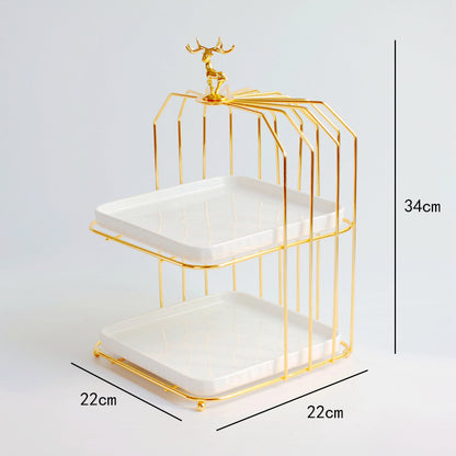 Ceramic Gold Plated Ceramic Dessert Tray Table Display Rack
