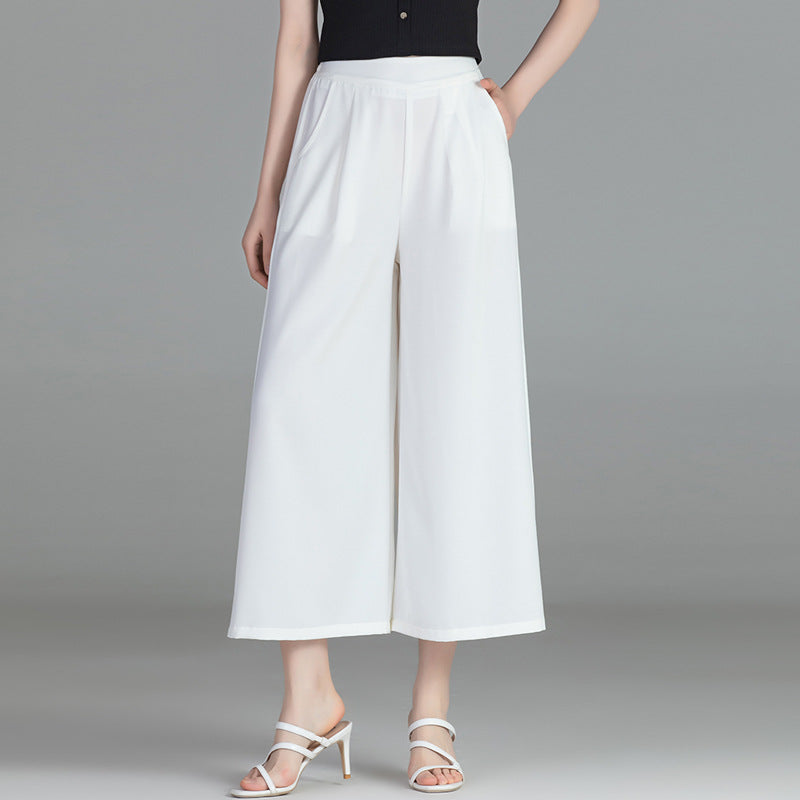 Solid Color Wide Leg Pants Large Size High Waist Casual