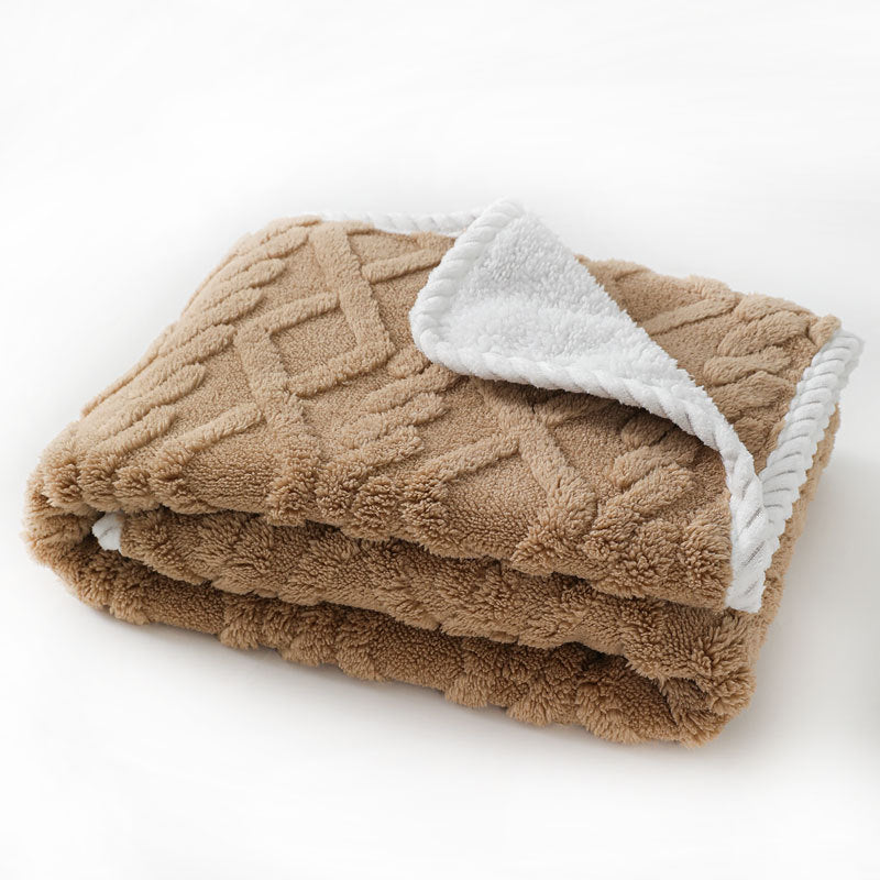 Pet Plush Blanket Thick Warm Waterproof Machine Washable Soft Cozy Winter Dog Cat Bed Throw Blanket Sleeping Quilt Pet Supplies