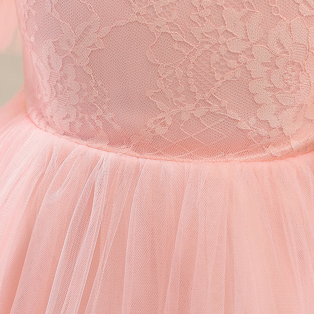 Girls' Lace Stitching Umbrella Princess Dress