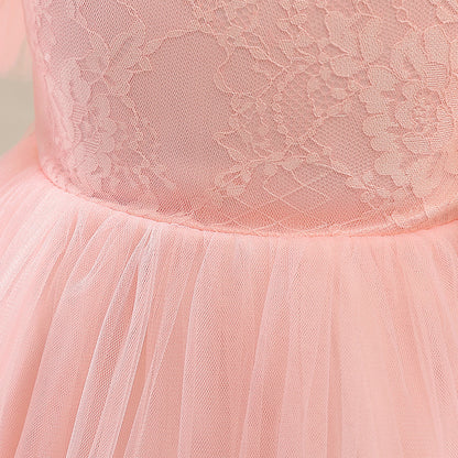 Girls' Lace Stitching Umbrella Princess Dress