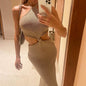 Halterneck Open Back Holiday Cutout Slim Dress