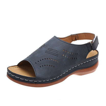 Hollow Back Buckle Fish Mouth Vintage Casual Shoes