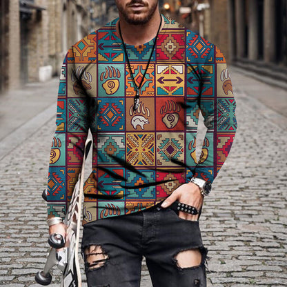 New Product Digital Printing Men's Long Sleeved T Shirt