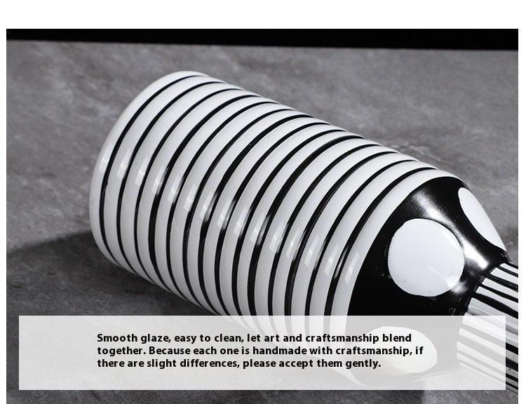 Simple Nordic Minimalism Black And White Striped Ceramic Vase