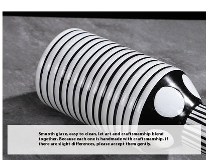 Simple Nordic Minimalism Black And White Striped Ceramic Vase