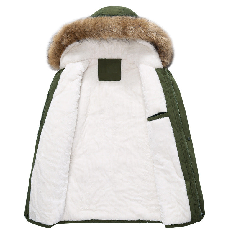 Fur collar plus size thick long padded coat