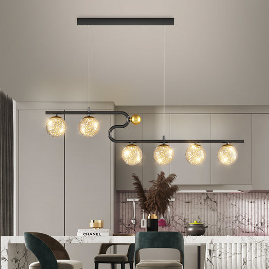 Simple Modern Creative Rectangle Dining Table Starry Chandelier
