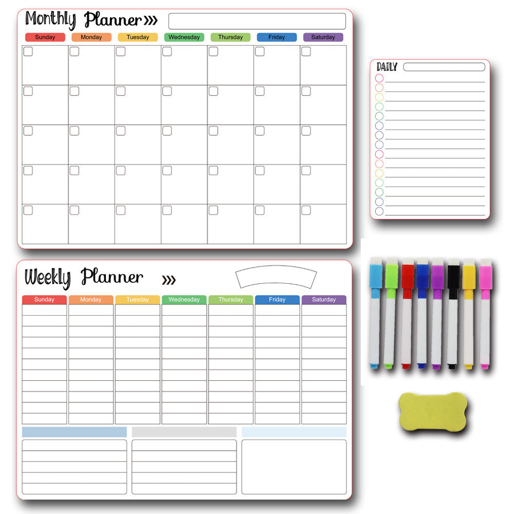 Calendar Magnetic White-board Wall Sticker Learning Schedule Refridgerator Magnets Message Board