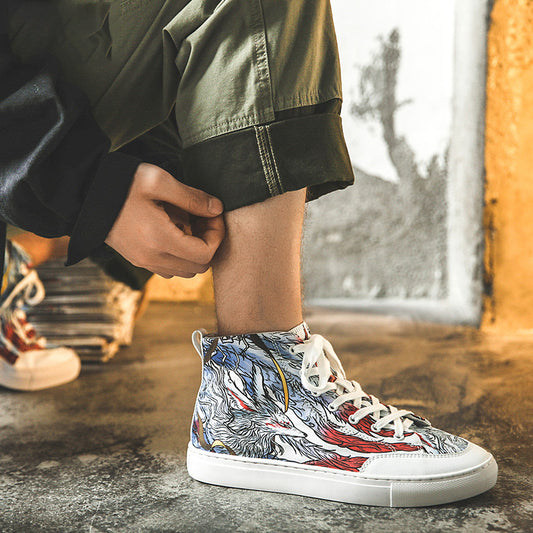 New Street Men's graffiti Wolf casual shoes