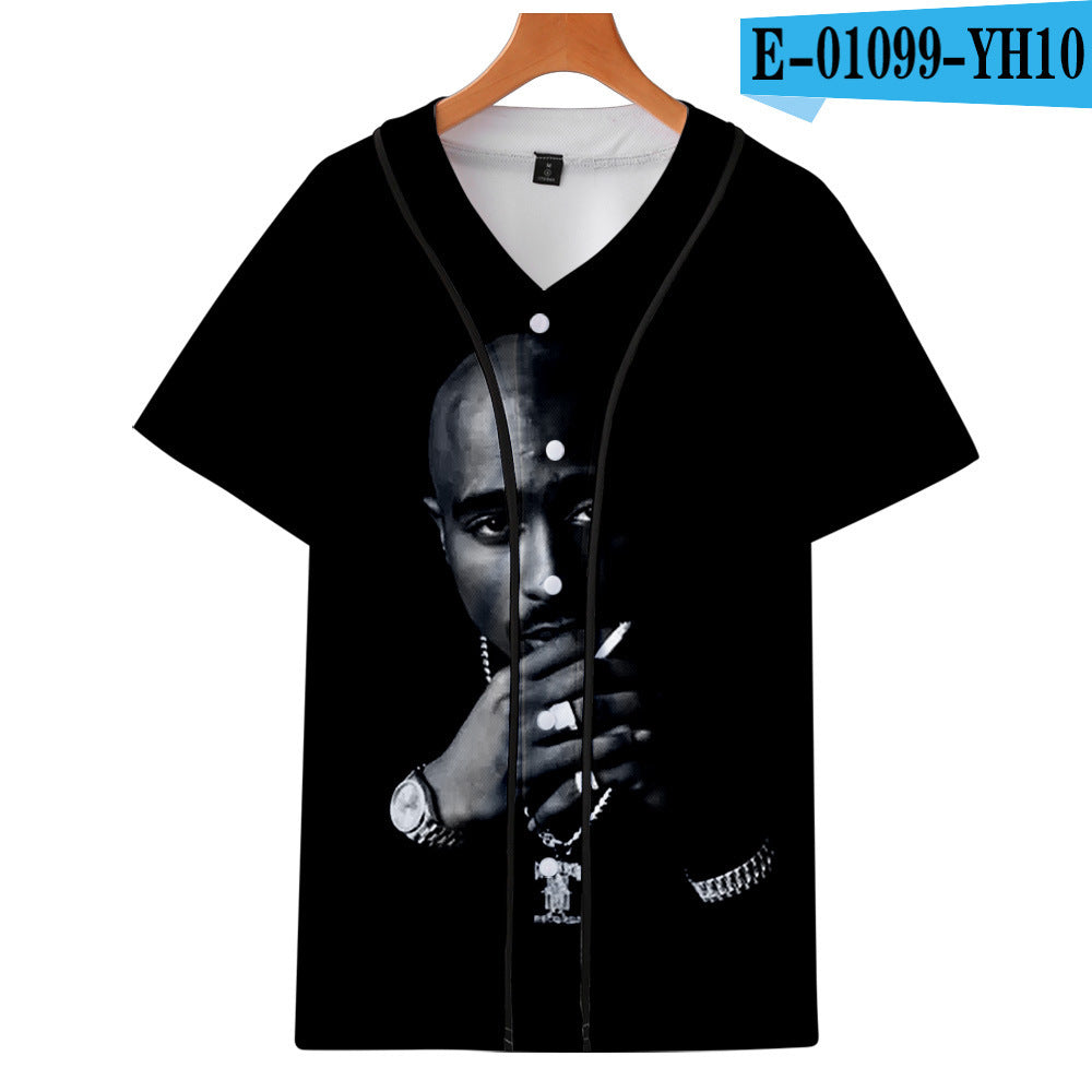 Tupac Shakur Peripheral 3D color printing thin baseball uniform