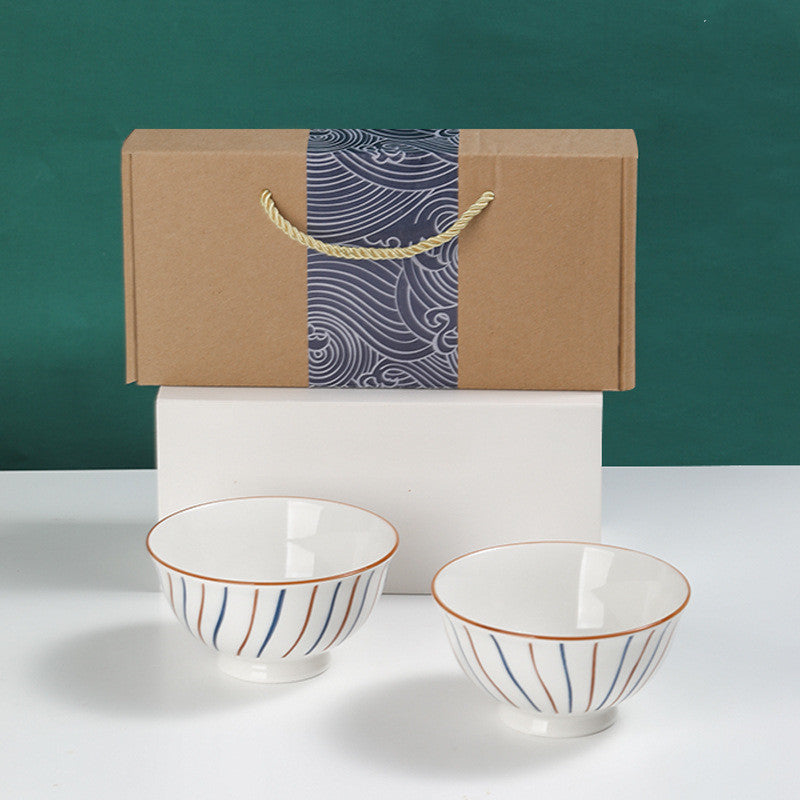 Japanese Blue And White Porcelain Bowl Gift Box
