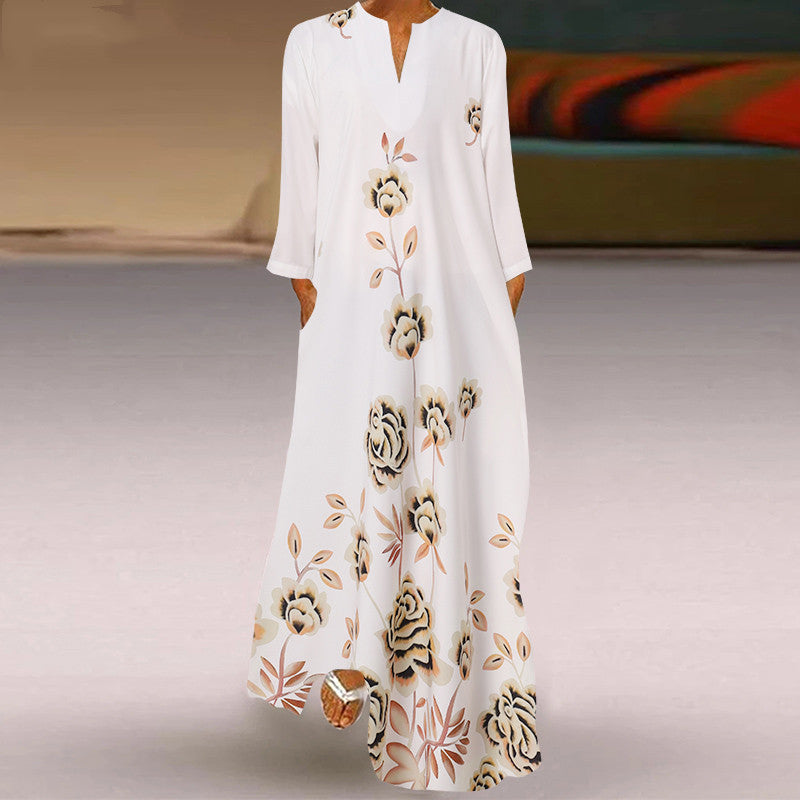 Casual Long Sleeve Resort Plus Size Robe Dress