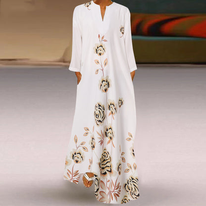 Casual Long Sleeve Resort Plus Size Robe Dress