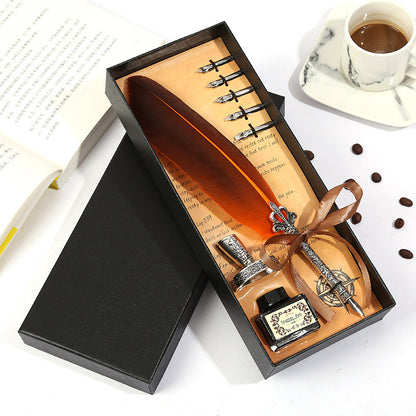 Gift Box Retro Metal Dip Pen