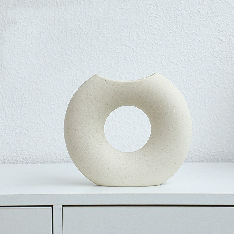 Nordic Style Simple Ceramic Vase Semicircle Creative Flower Device