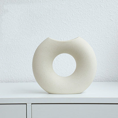 Nordic Style Simple Ceramic Vase Semicircle Creative Flower Device