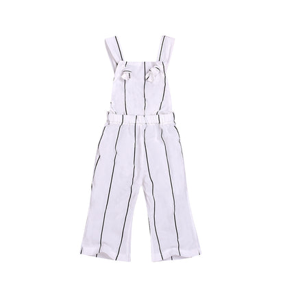 Children's Striped Bib Double-strap One-piece  Pants