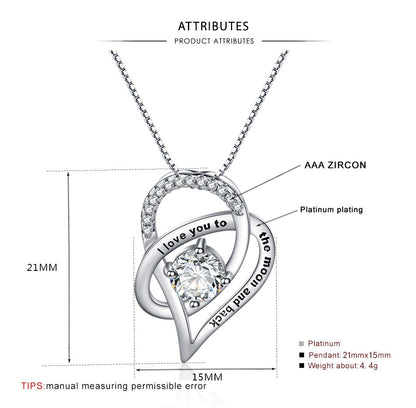 Heart-shaped Zircon Pendant Simple Hollow Peach Heart Necklace