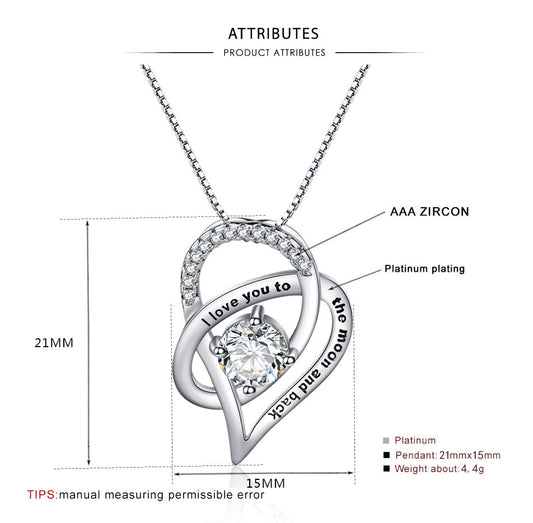Heart-shaped Zircon Pendant Simple Hollow Peach Heart Necklace