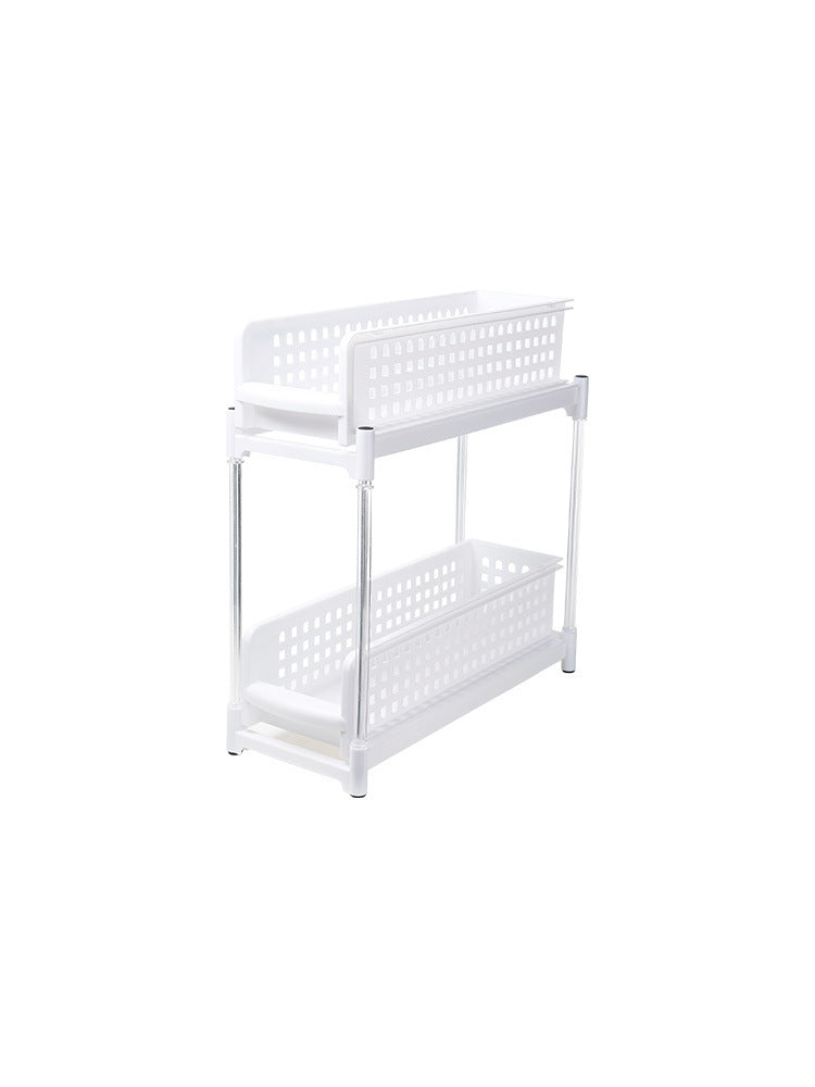 Solid Color Plastic Pull-out Double-layer Storage Rack
