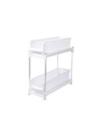 Solid Color Plastic Pull-out Double-layer Storage Rack