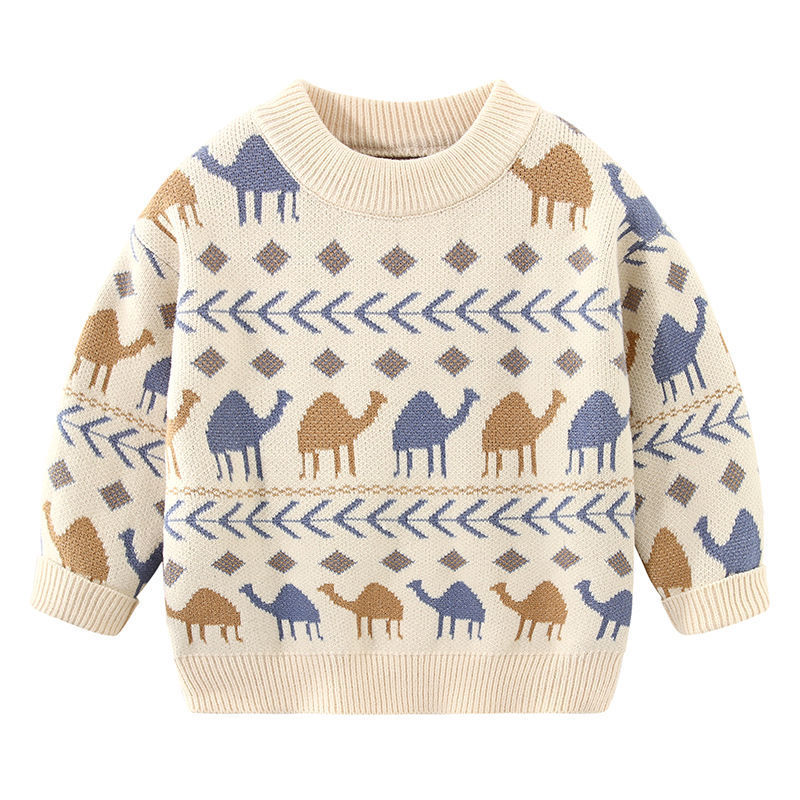 Children's Cartoon Extra Thick Round-neck With Fleece Lining Sweater