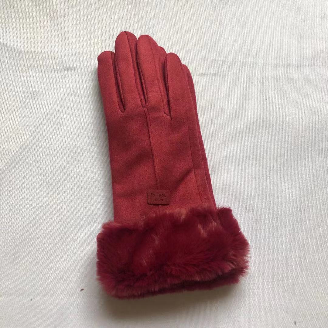 Women's Winter Velvet Riding Suede Gloves