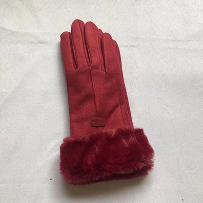 Women's Winter Velvet Riding Suede Gloves