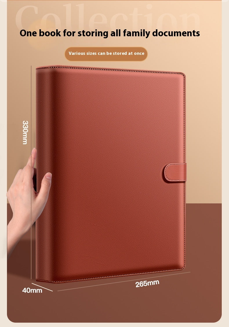 Thickened Leather Face Family ID Storage Book