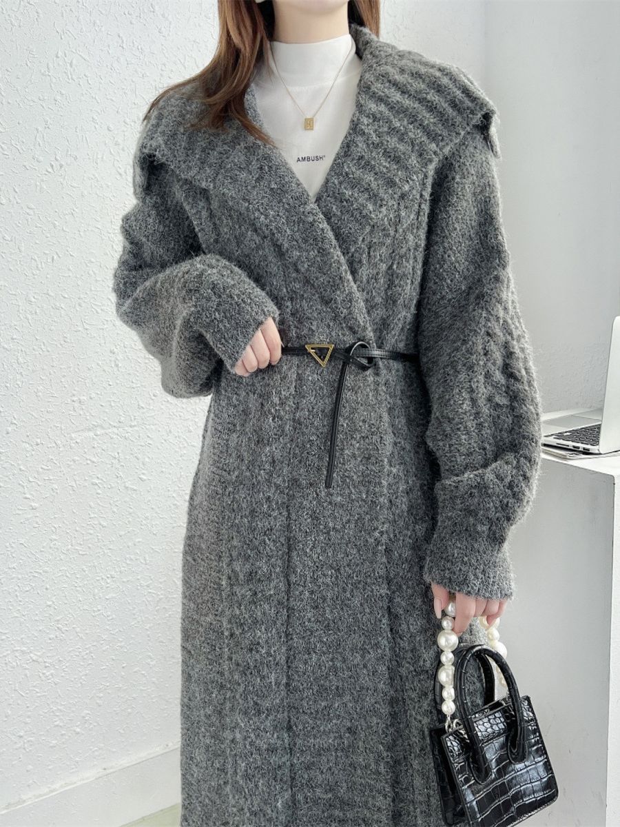 Long Knitted Cardigan Coat Women's Plus Size